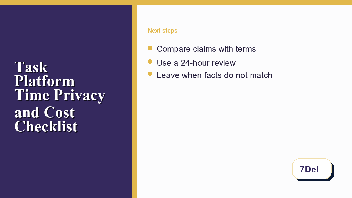 Task platform claim review checklist with a 24-hour pause